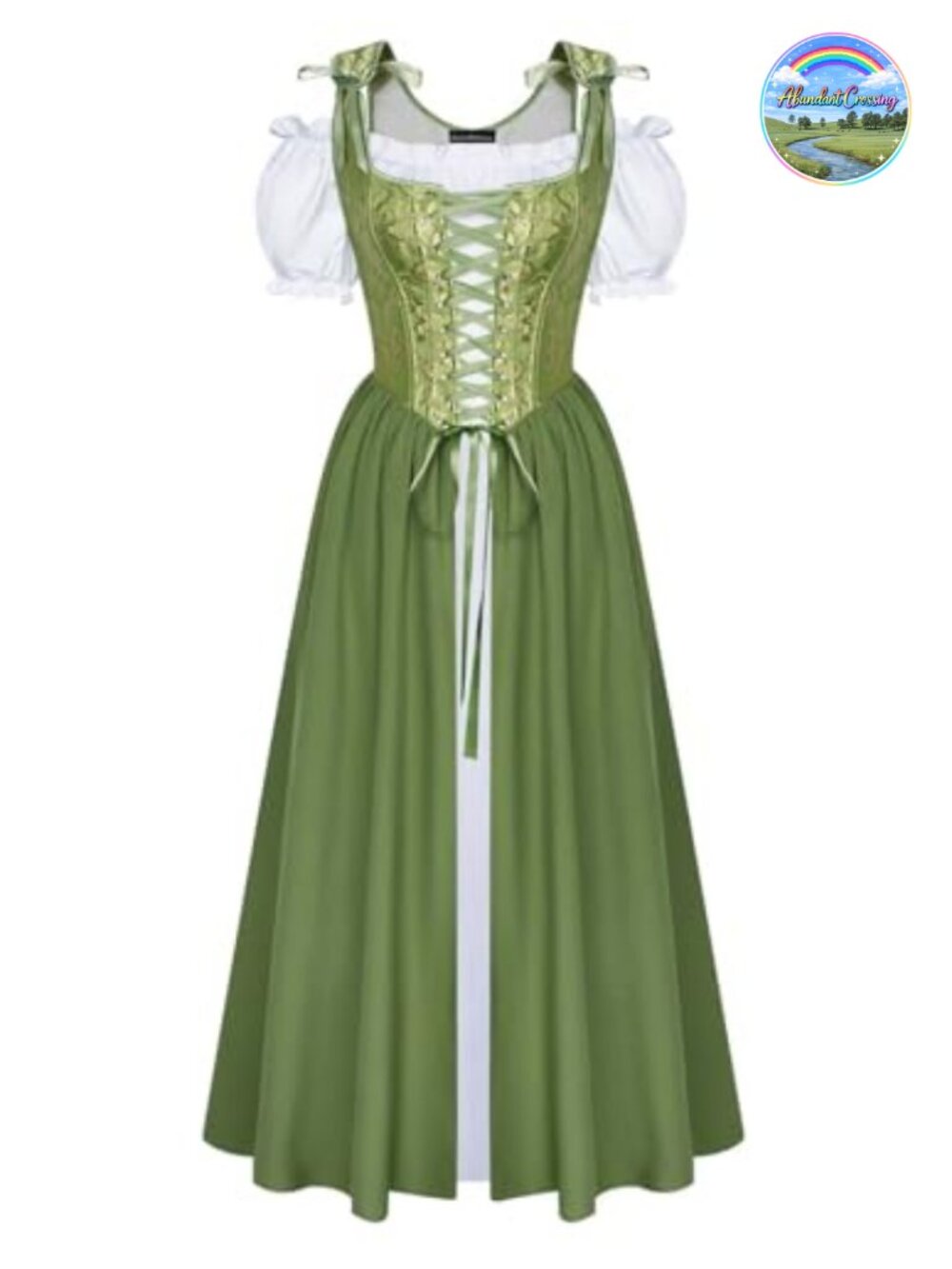 Renaissance Corset Dress Medieval Costume 2-Piece Lace-Up